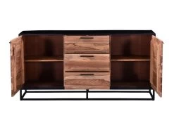 Buffet Avec 3 Tiroirs Et 2 Portes En Bois D'acacia Et Métal - Naturel Foncé Et Noir - ALYONA -Magasin de meubles de restaurant buffet 16580667