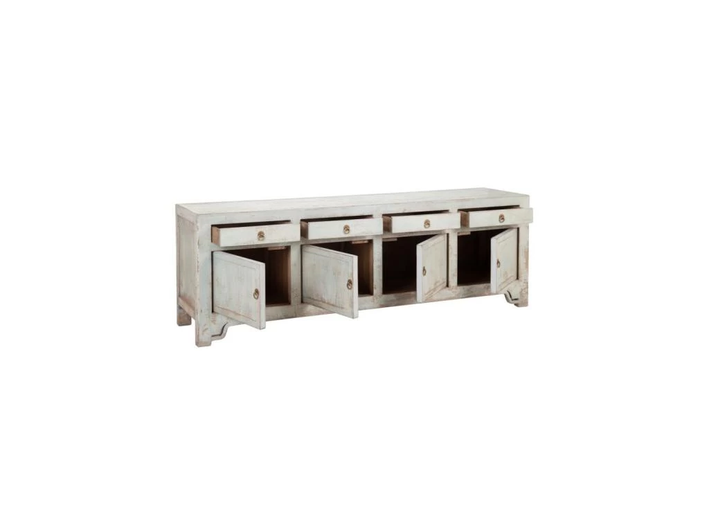 Buffet 4 Tiroirs 4 étagères Bois/Bleu - VANINA 5 Buffet 4 Tiroirs 4 étagères Bois/Bleu - VANINA – Image 3