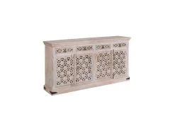Buffet 4 Portes Bois Blanchi Fleurs - JANAMA
