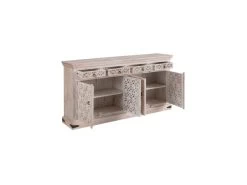 Buffet 4 Portes Bois Blanchi Fleurs - JANAMA -Magasin de meubles de restaurant buffet 17623939