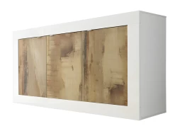 Buffet 3 Portes Blanc/Planches Bois - MATERA -Magasin de meubles de restaurant buffet 17623975