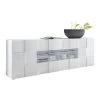 Buffet 2 Portes 4 Tiroirs Laqué Blanc Brillant LED's - TICATO