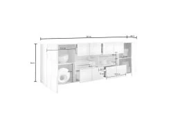 Buffet 2 Portes 4 Tiroirs Laqué Blanc Brillant LED's - TICATO -Magasin de meubles de restaurant buffet 17624037