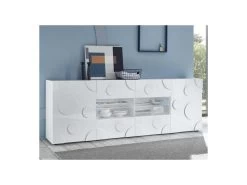 Buffet 2 Portes 4 Tiroirs Blanc Laqué Brillant à Leds - PEPPERONI -Magasin de meubles de restaurant buffet 17624239