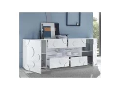 Buffet 2 Portes 4 Tiroirs Blanc Laqué Brillant à Leds - PEPPERONI -Magasin de meubles de restaurant buffet 17624241