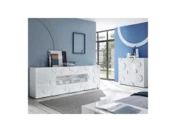 Buffet 2 Portes 4 Tiroirs Blanc Laqué Brillant à Leds - PEPPERONI -Magasin de meubles de restaurant buffet 17624243