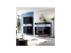 Buffet 3 Portes Laqué Noir à LEDs - TARENTE N°2 -Magasin de meubles de restaurant buffet 17624383