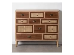 Meuble D'entrée 11 Tiroirs Bois/Rotin - BISCUIT -Magasin de meubles de restaurant buffet 17624479