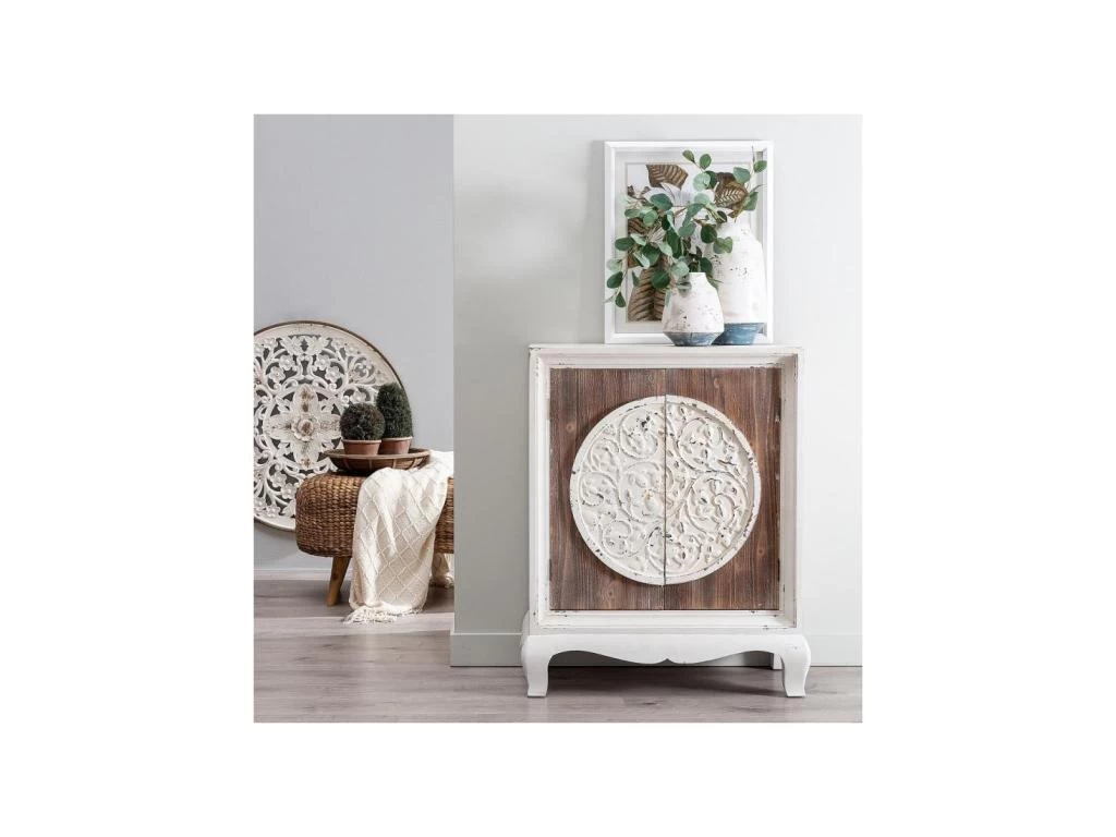 Meuble D'entrée 2 Portes Marron/Blanc - SARUTI 4 Meuble D'entrée 2 Portes Marron/Blanc - SARUTI – Image 2