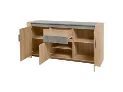 Buffet 3 Portes Chêne Oxygene/Béton Ciré Clair - DAPHNE -Magasin de meubles de restaurant buffet 17624957