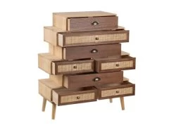 Meuble D'entrée 8 Tiroirs Bois/Rotin - BISCUIT -Magasin de meubles de restaurant buffet 17625571