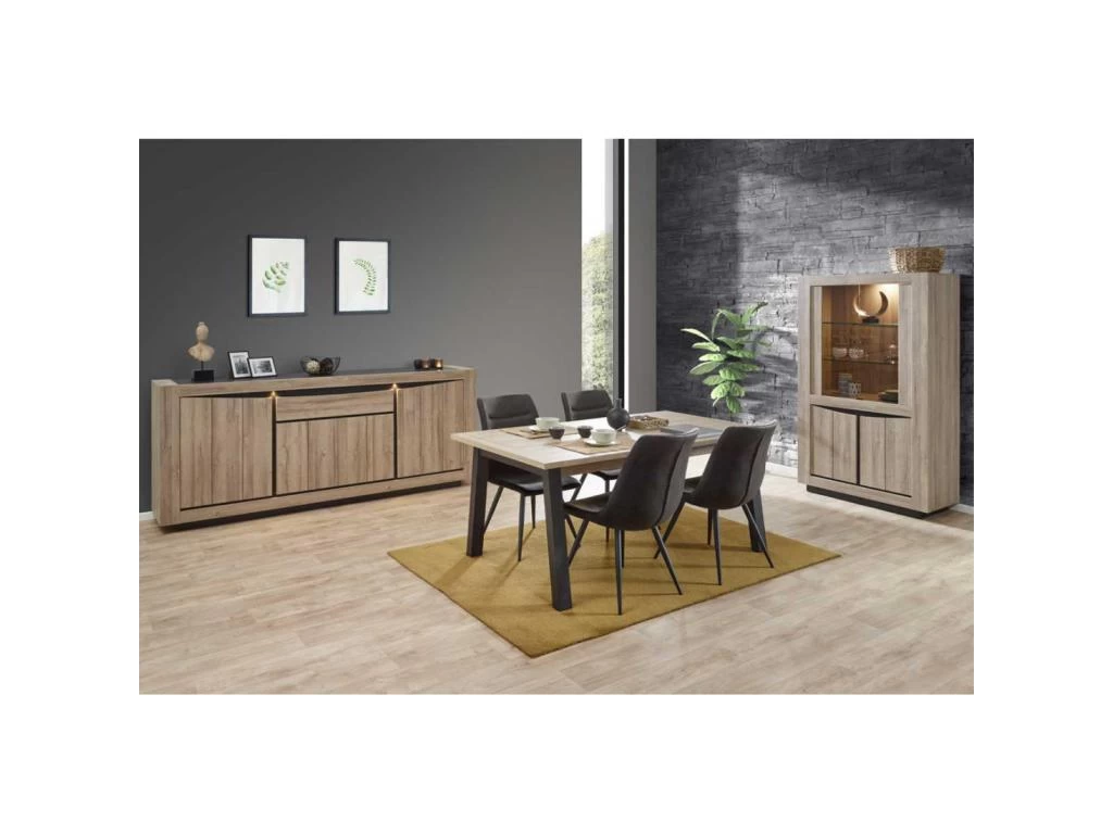 Argentier 4 Portes Chêne Naturel à LEDs - OSTENDE 6 Argentier 4 Portes Chêne Naturel à LEDs - OSTENDE – Image 4