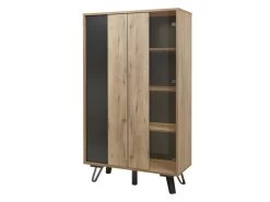 Argentier 2 Portes Chêne Miel/Métal à Leds - CENIZA