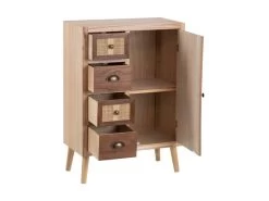 Meuble D'entrée 1 Porte 4 Tiroirs Bois/Rotin - BISCUIT -Magasin de meubles de restaurant buffet 17625801