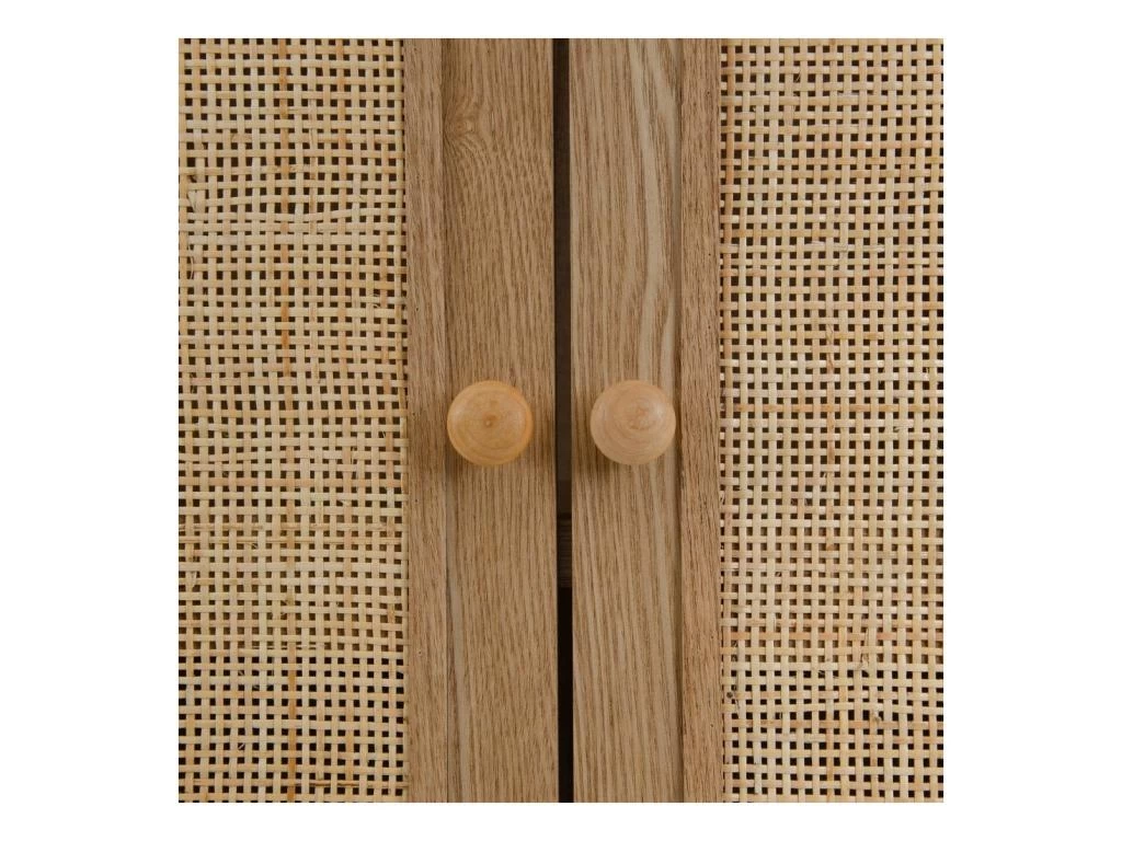 Armoire De Salon 2 Portes Bois Naturel/Rotin - NOLIMP 8 Armoire De Salon 2 Portes Bois Naturel/Rotin - NOLIMP – Image 6