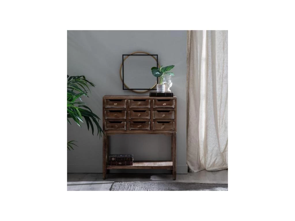 Meuble D'entrée 9 Tiroirs Bois/Jute - JUPA 4 Meuble D'entrée 9 Tiroirs Bois/Jute - JUPA – Image 2