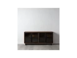 Buffet 4 Portes Vitrées Bois/Noir - JUPLO -Magasin de meubles de restaurant buffet 17788437