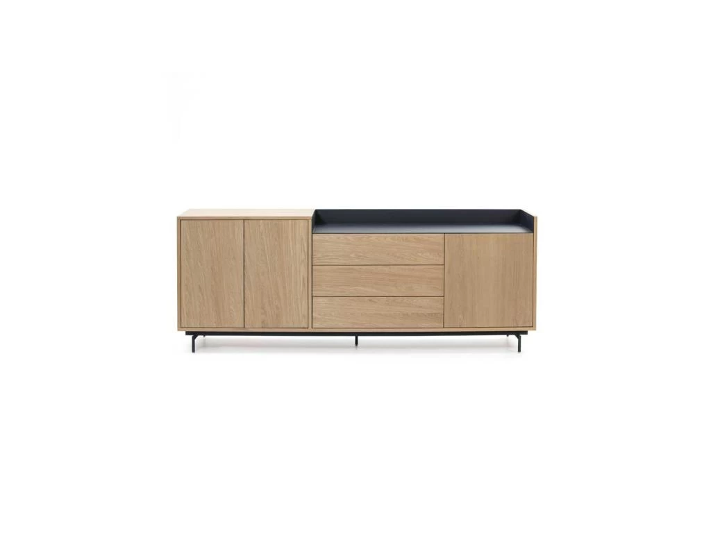 Buffet 3 Portes 3 Tiroirs Chêne Clair/Bleu - TEULAT VALLEY 3 Buffet 3 Portes 3 Tiroirs Chêne Clair/Bleu - TEULAT VALLEY