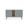 Buffet 1 Porte 3 Tiroirs Laque Gris/Bois - TEULAT CORVO
