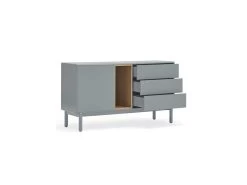 Buffet 1 Porte 3 Tiroirs Laque Gris/Bois - TEULAT CORVO -Magasin de meubles de restaurant buffet 18001217