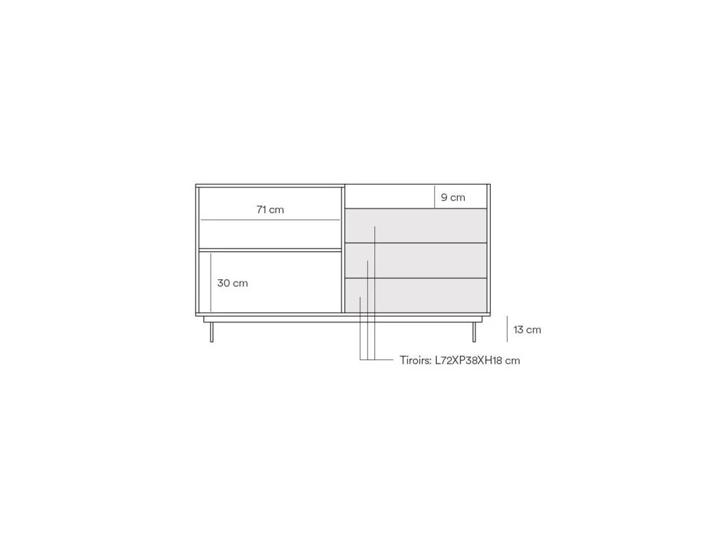 Buffet 2 Portes 3 Tiroirs Chêne Clair/Bleu - TEULAT VALLEY 6 Buffet 2 Portes 3 Tiroirs Chêne Clair/Bleu - TEULAT VALLEY – Image 4