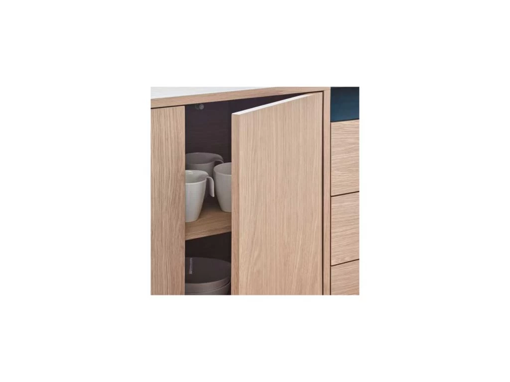 Buffet 2 Portes 3 Tiroirs Chêne Clair/Bleu - TEULAT VALLEY 7 Buffet 2 Portes 3 Tiroirs Chêne Clair/Bleu - TEULAT VALLEY – Image 5