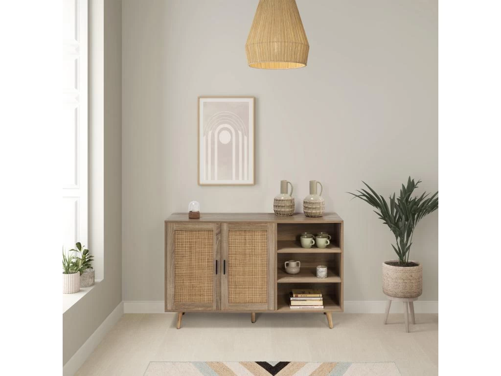 Buffet Dalia 2 Portes Et 3 Niches Couleur Chêne, 120 Cm Longueur 7 Buffet Dalia 2 Portes Et 3 Niches Couleur Chêne, 120 Cm Longueur – Image 5