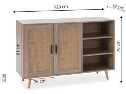 Buffet Dalia 2 Portes Et 3 Niches Couleur Chêne, 120 Cm Longueur 13 Buffet Dalia 2 Portes Et 3 Niches Couleur Chêne, 120 Cm Longueur -Magasin de meubles de restaurant buffet 18369915