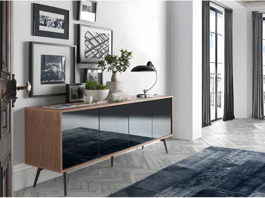 Buffet En Bois Et Verre Miroir Noir 3061 ANGEL CERDA 6 Buffet En Bois Et Verre Miroir Noir 3061 ANGEL CERDA – Image 4