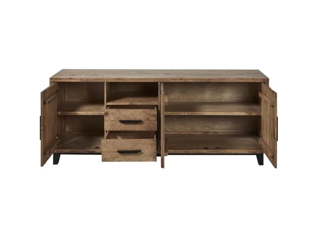 Buffet 3 Portes & 2 Tiroirs Pin "Favola" 200cm Marron 5 Buffet 3 Portes & 2 Tiroirs Pin "Favola" 200cm Marron – Image 3
