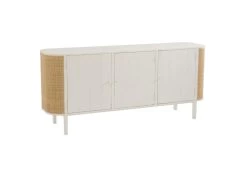 Buffet 3 Portes En Rotin "Molly" 180cm Blanc & Beige