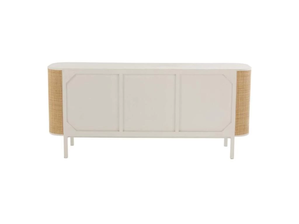 Buffet 3 Portes En Rotin "Molly" 180cm Blanc & Beige 6 Buffet 3 Portes En Rotin "Molly" 180cm Blanc & Beige – Image 4