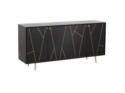 Buffet 4 Portes Design "Remina" 160cm Noir & Or