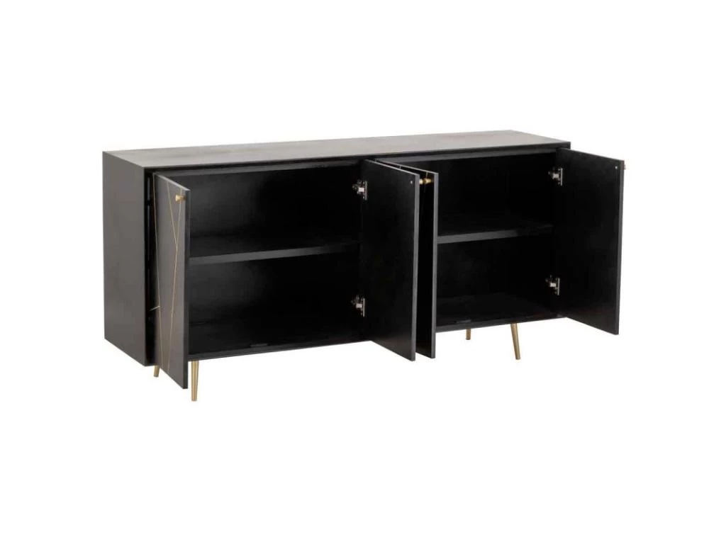 Buffet 4 Portes Design "Remina" 160cm Noir & Or 7 Buffet 4 Portes Design "Remina" 160cm Noir & Or – Image 5