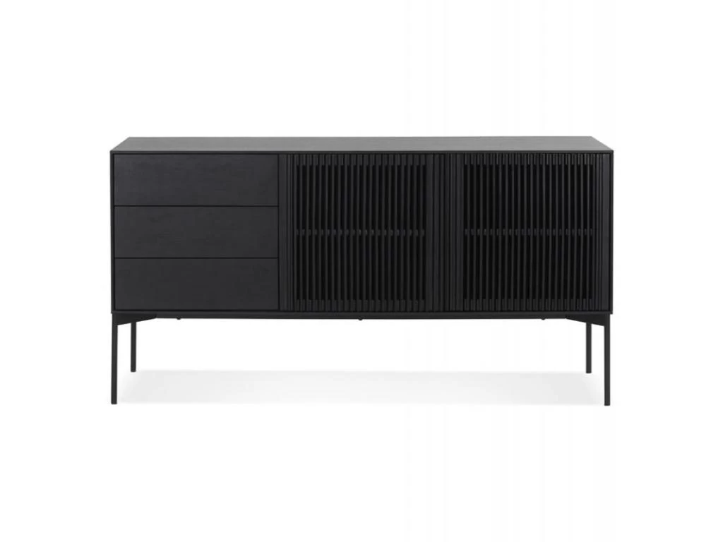 Buffet 3 Tiroirs & 2 Portes Design "Lasco" 160cm Noir 5 Buffet 3 Tiroirs & 2 Portes Design "Lasco" 160cm Noir – Image 3
