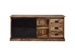 Bahut 2 Portes En Bois "Minga" 200cm Noir & Marron