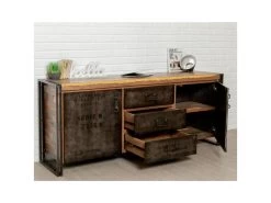 Buffet En Teck Industriel "Loft" 190cm Marron 9 Buffet En Teck Industriel "Loft" 190cm Marron -Magasin de meubles de restaurant buffet 19092269