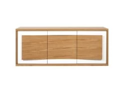 Bahut 3 Portes En Bois "Binka" 210cm Chêne & Blanc