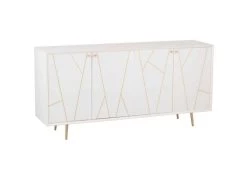 Buffet 4 Portes Design "Remina" 160cm Blanc & Or
