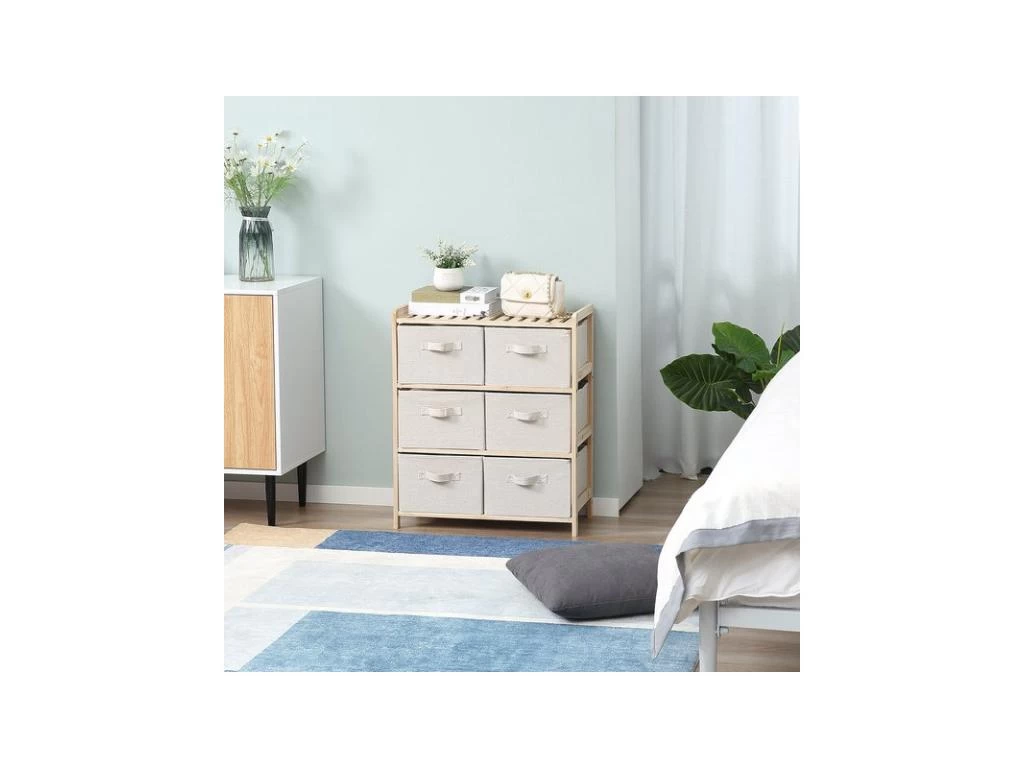 Commode 6 Tiroirs AGDE Beige 4 Commode 6 Tiroirs AGDE Beige – Image 2