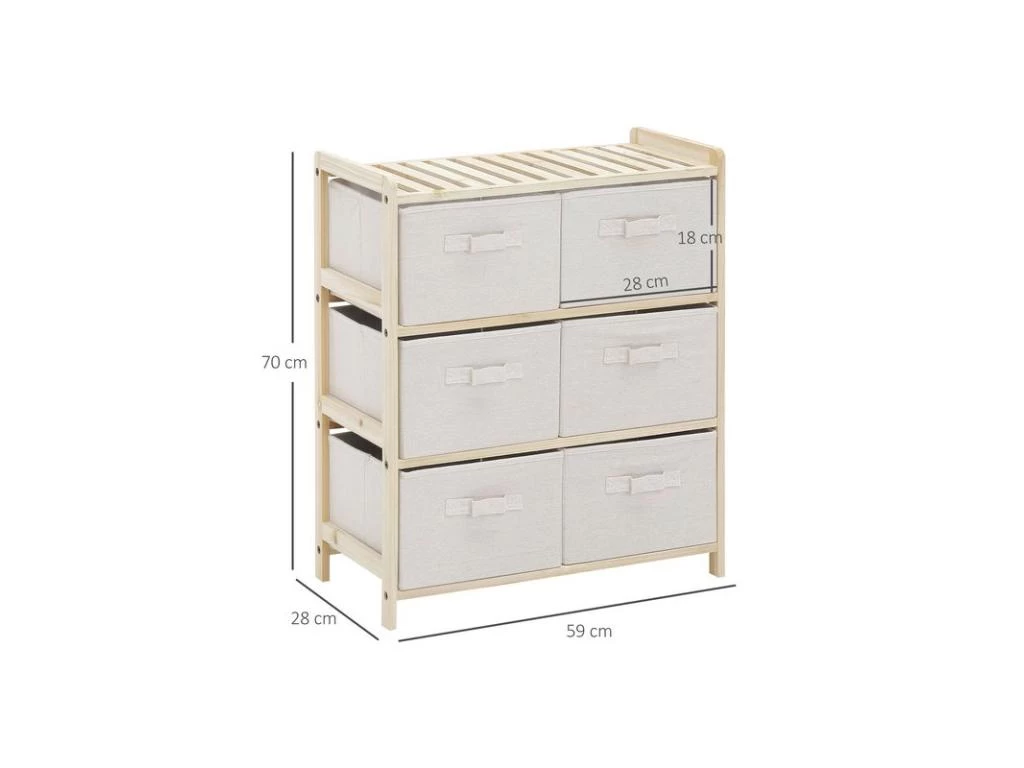 Commode 6 Tiroirs AGDE Beige 5 Commode 6 Tiroirs AGDE Beige – Image 3