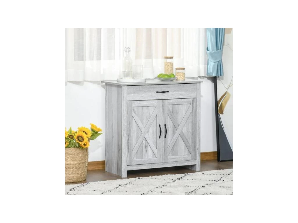 Buffet 2 Portes ELOÏSE Gris Clair 4 Buffet 2 Portes ELOÏSE Gris Clair – Image 2