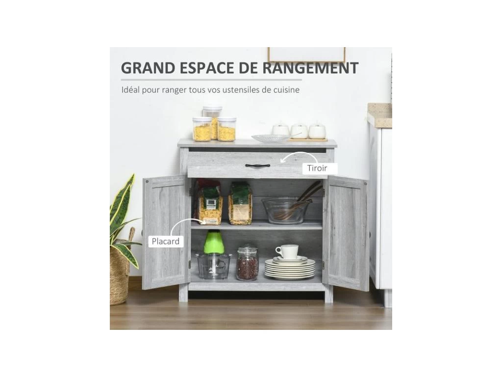 Buffet 2 Portes ELOÏSE Gris Clair 7 Buffet 2 Portes ELOÏSE Gris Clair – Image 5
