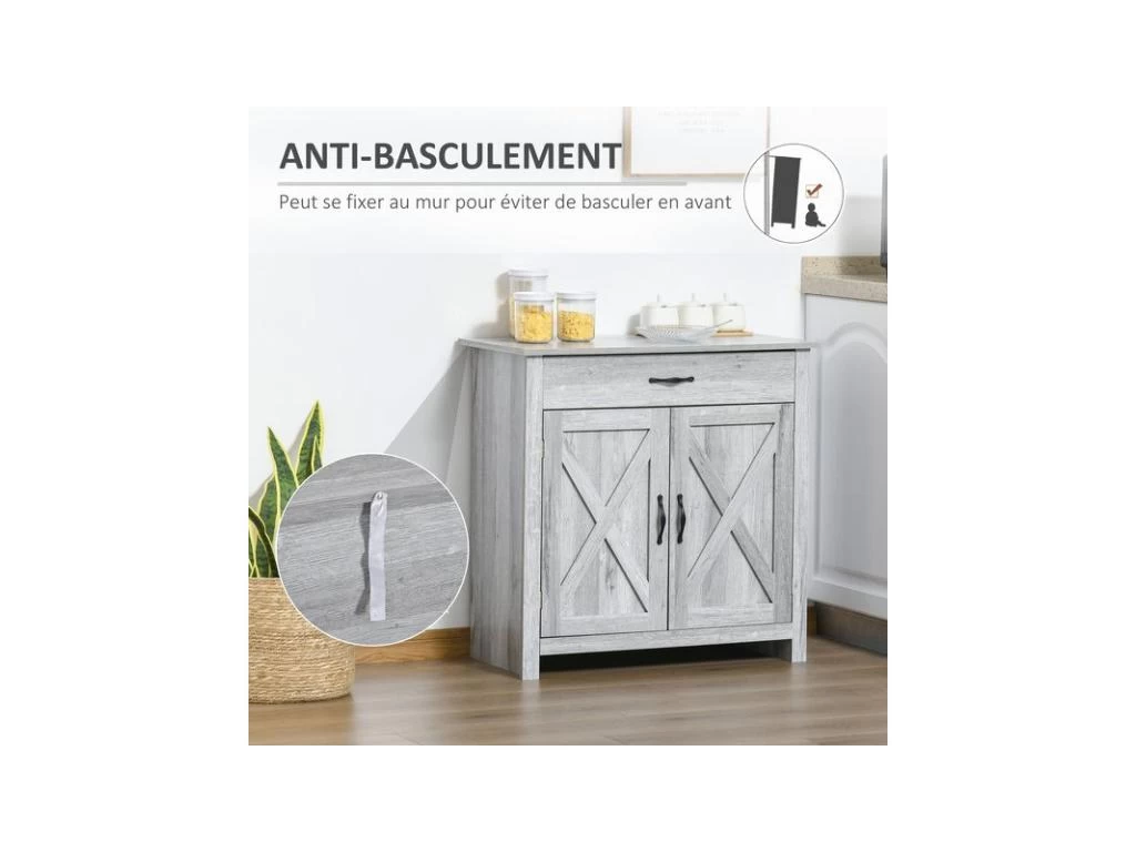 Buffet 2 Portes ELOÏSE Gris Clair 8 Buffet 2 Portes ELOÏSE Gris Clair – Image 6