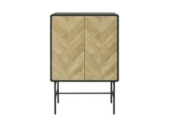 Bahut 2 Portes - Bois Et Metal Noir - L 80 X P 40 X H 122 - BROOKLYN