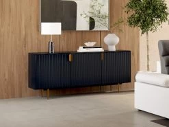 Buffet - 3 Portes - MDF Et Métal - Coloris : Noir Et Doré - LIKANA -Magasin de meubles de restaurant buffet 19429457