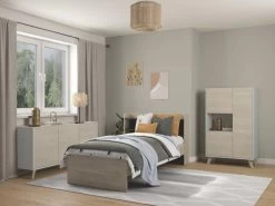 Buffet Haut KOLYMA - 3 Portes & 1 Niche - Coloris : Chêne & Blanc -Magasin de meubles de restaurant buffet 19449013