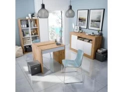 Buffet 3 Portes 1 Niche Blanc/Chêne - TOZA - L 144 X L 42 X H 87 Cm -Magasin de meubles de restaurant buffet 19720405