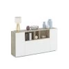 Buffet 3 Portes Blanc/Chêne - ARTICA - L 150 X L 41 X H 76 Cm