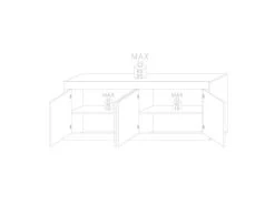 Buffet Moderne 4 Portes En Bois Blanc Laqué Brillant - MILAN - L 207 X L 43 X H 86 Cm -Magasin de meubles de restaurant buffet 19720835